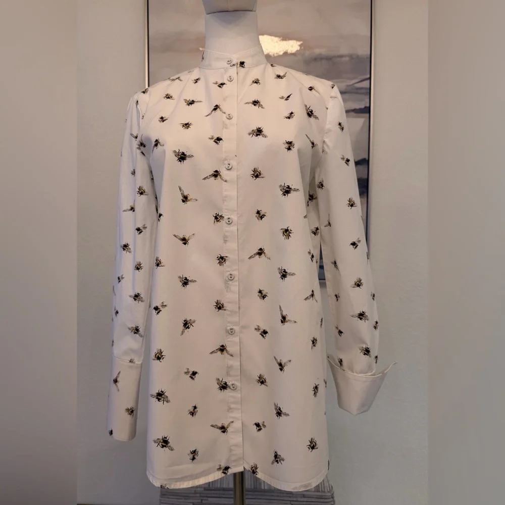Victoria Beckham for Target Iconic Bee Print Blouse Structured Designer Top - Picture 8 of 15